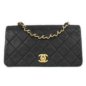 Chanel Black Lambskin Turnlock Mini Full Flap Shoulder Bag 135443